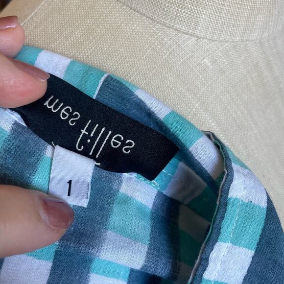 mes filles Wallis Mini Dress in Blue Green Gingham Check Size 1 Small/ Medium - Picture 6 of 8